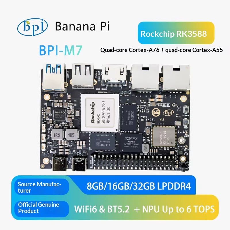 Banana Pi Bpi M7 Rk3588 - Banana Pi BPI-M7 Rockchip RK3588 Sekiz