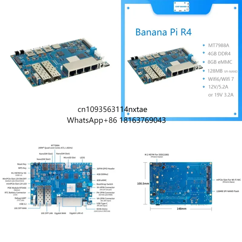 2026 Sıcak! Banana Pi BPI R4 W - Bananapi Bpi R4 Wifi 7 incelemesi ve fiyatı
